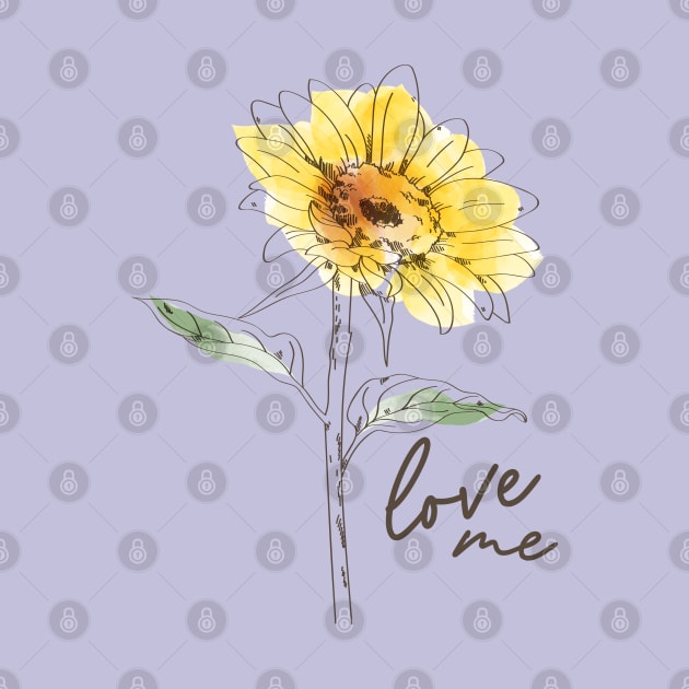 Sunflower lover gift, Sunflower illustration by Ribsa