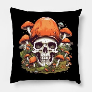 Psychedelic Intrigue Mushroom Skull Pillow