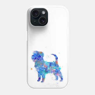 Affenpinscher Watercolor Dog Painting - Blue Phone Case