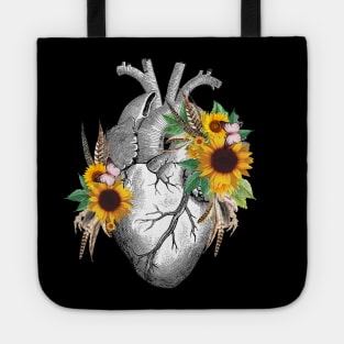 Sunflowers Heart Human Anatomy Tote