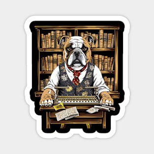 Accountant English Bulldog t-shirt design, a bulldog wearing an eyeshade and holding an abacus Magnet