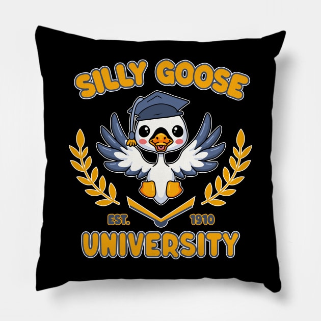 Cute Kawaii Goose - Silly Goose University Pillow by TwistedCharm