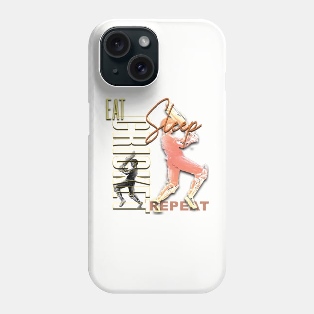 Eat sleep cricket repeat Phone Case by TeeText