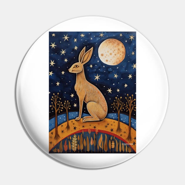 Moonlit Reverie: The Hare's Serenity Pin by thewandswant