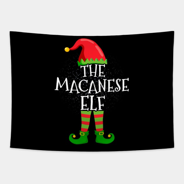 Macanese Elf Family Matching Christmas Group Funny Gift Tapestry by silvercoin