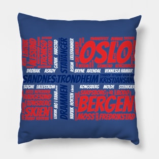 Norway Flag with City Names Word Art Pillow