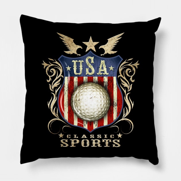 USA Classic vintage Golf sports logo. Pillow by Artizan