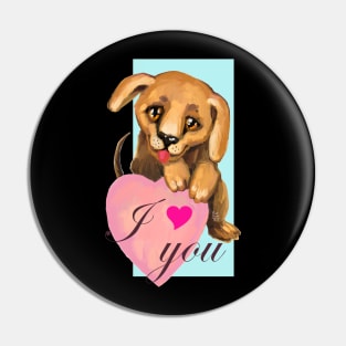 Cute dog. Baby pets. Puppy friendship love. Pin