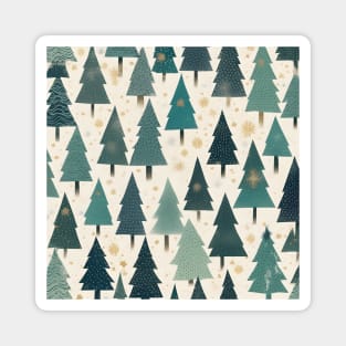 Green and Gold Christmas Tree Pattern Magnet