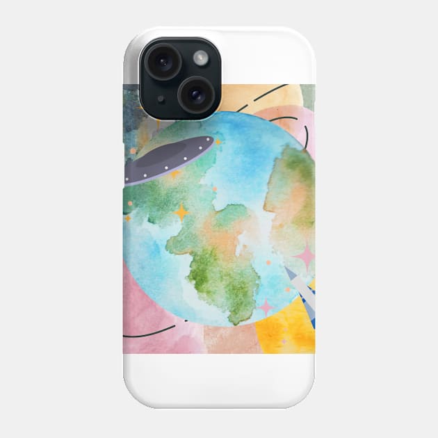 Watercolor Space Galaxy Cosmic Multicolor Planet Phone Case by chrstdnl