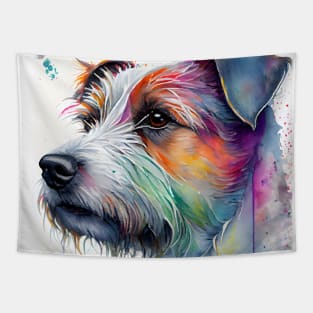 Jack Russell Terrier Dog Portrait with Rainbow Colors Tapestry