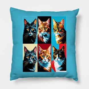 Pop Art Cat Portraits Pillow