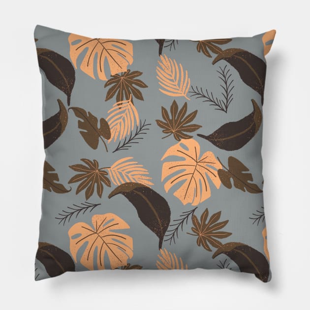 Tropical leaves pattern Pillow by RosanneCreates