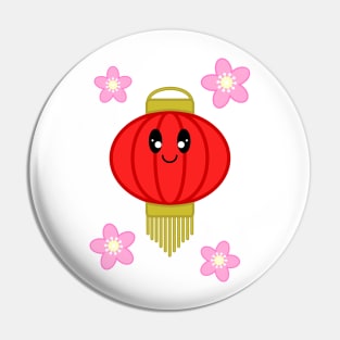 Cute Lantern with Sakura Flowers in White Background Pin