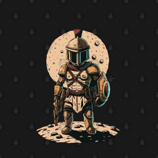 Warrier with spartan helmet on the moon by Intellistyle