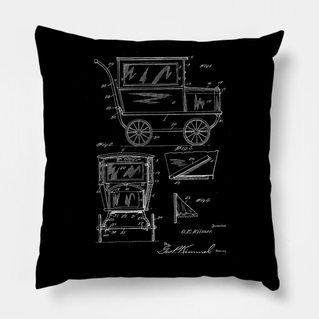 Baby Carriage Vintage Patent Drawing Pillow by TheYoungDesigns