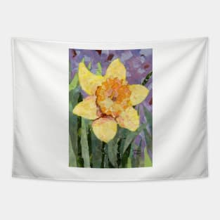 Yellow spring Daffodil in collage Tapestry