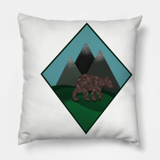 Geometric Bear and Mountains Pillow by Roommates