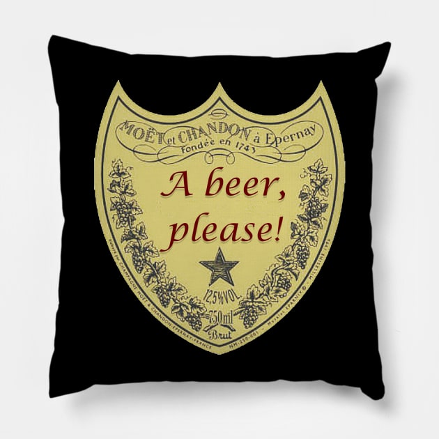 A beer, please! Pillow by Fabiopasqualiart