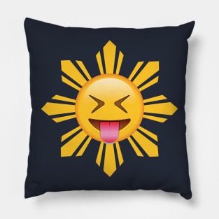 Filipino Sun Tongue Out Emoji Pillow