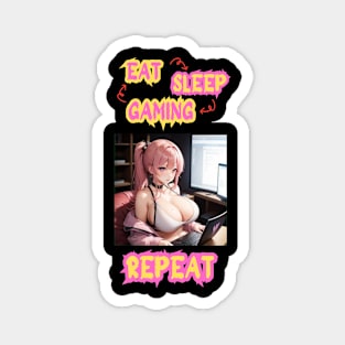 Eat Sleep Gaming Repeat Anime Girl Magnet