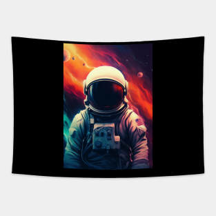 Neon Astronaut Space Galaxy Tapestry