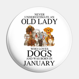 Never Underestimate An Old Lady Who Loves Dogs And Was Born In January Pin