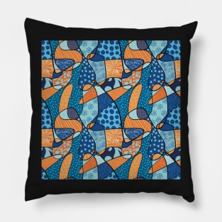 Abstract with doodles blue and orange Pillow