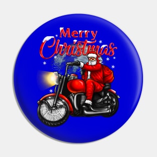 Merry Christmas Biker Santa Pin