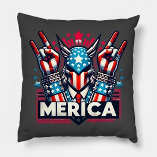 Trump Merica and 3rd World Country Rock Sign for 4th of July Pillow