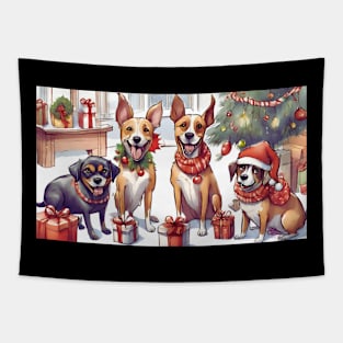 Happy Xmas Dogs Tapestry