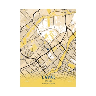Laval - Canada Yellow City Map T-Shirt