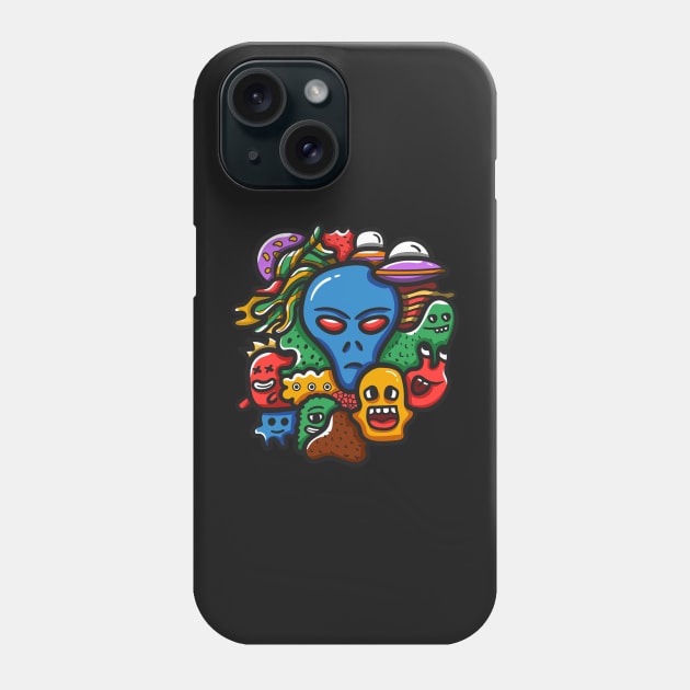 Alien monster doodle art Phone Case by Dzulhan