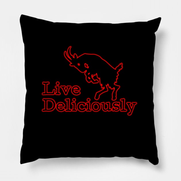 Live Deliciously | Red Black Phillip | Satanic Pillow by WearSatan