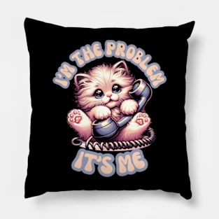 I'm the Problem Cute Vintage Cat Kitten Retro Phone Pillow