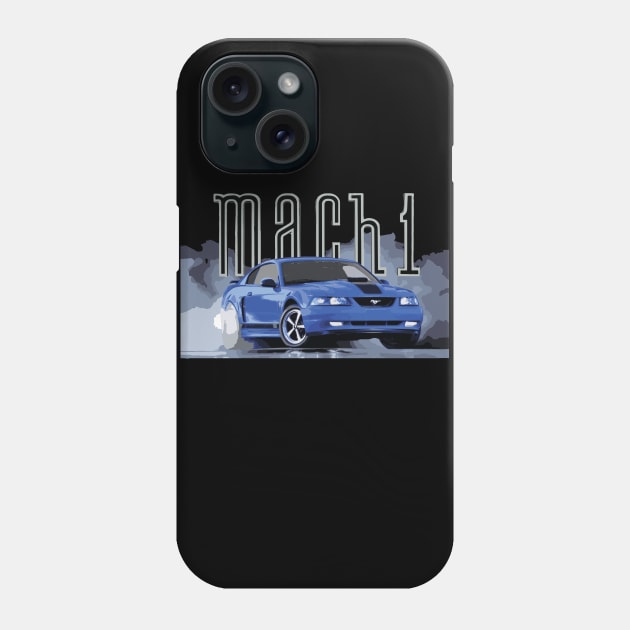 MACH 1 MUSTANG GT SN95 CLASSIC RETRO NEW EDGE AZURE BLUE Phone Case by cowtown_cowboy