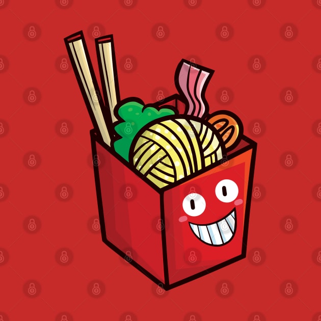 Cute udon noodle smiling by Jocularity Art