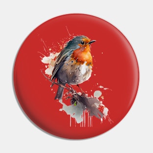 Robin Bird Watercolor 7.0 T-Shirt Pin