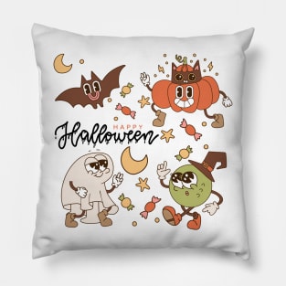 Retro Happy Halloween Pillow