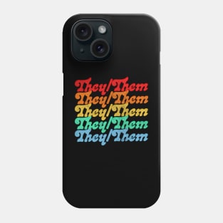 They/Them Pronouns - Retro Style Rainbow Design Phone Case