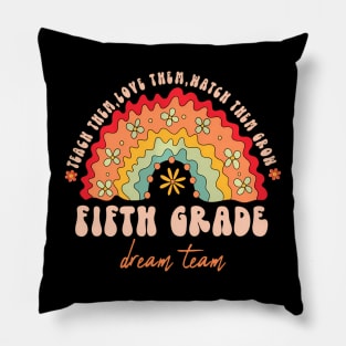 5Th Dream Team Groovy 100 Days Of School Teacher Kids Pillow