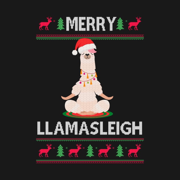 Funny Llama Christmas Namasleigh Sweater Yoga Gift T-Shirt by geekandgamerstore