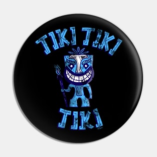 Blue Tiki Man Hawaiian Vibes Tropical Distressed Look Cute Pin