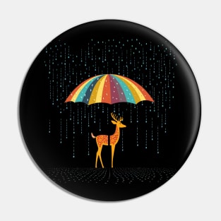 Deer Rainy Day With Umbrella Pin