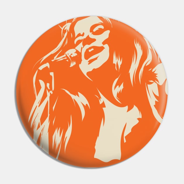 Janis Joplin Tribute Vintage T-shirt Design Pin by Paidesign