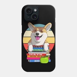 Pembroke Welsh Corgi Bookworm Back to School Dog Phone Case