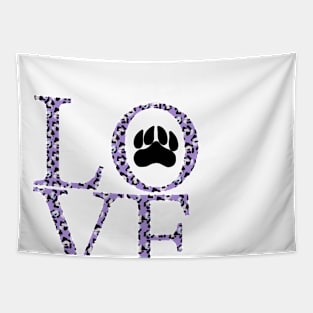 Dog Mom design in purple cheetah Tapestry