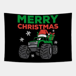 Merry Christmas Monster Truck Toddler Boys Men Xmas Kids Tapestry