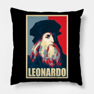 Leonardo Da Vinci Propaganda Poster Pop Art Pillow