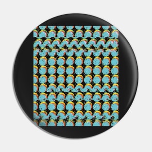 Blue Trippy Glitched Retro Dot Pattern Pin